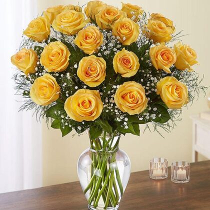 Long Stem Yellow Roses Vase (Your Size)